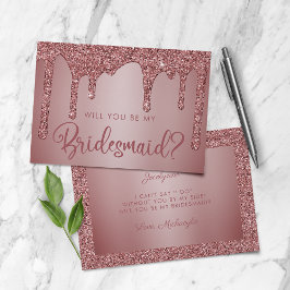 Rose Gold Glitzer Bridesmaid Vorschlagskarte Einladung