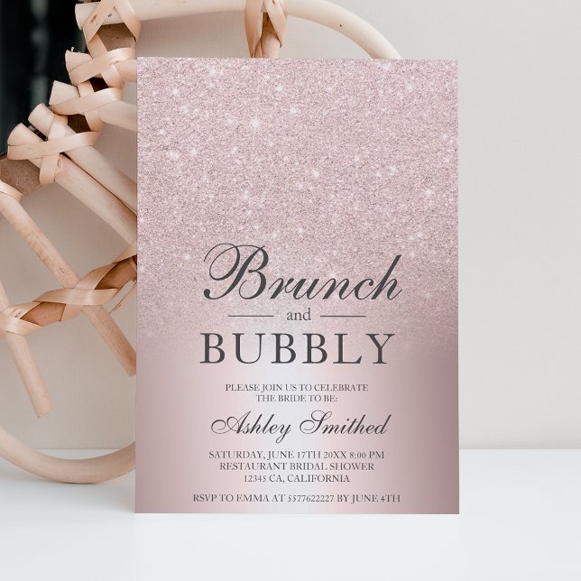Rose Gold Glitzer Brunch-Brautparty Einladung (Von Creator hochgeladen)