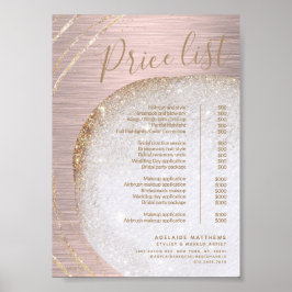 Rose Gold Glitzer Brushed Metal Stylist Preisliste Poster