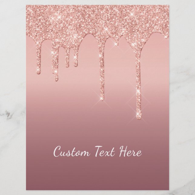 Rose Gold Glitzer Buchstaben mit benutzerdefiniert Briefbogen (Vorderseite)
