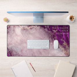 Rose Gold Glitzer & Burgund Marmor Elegant Schreibtischunterlage