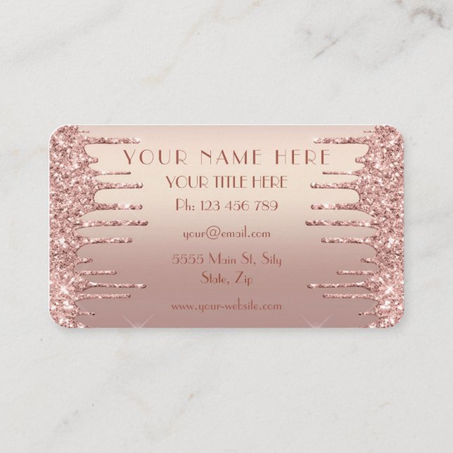 Rose Gold Glitzer Business Card Design Ihre eigene Visitenkarte (Rückseite)