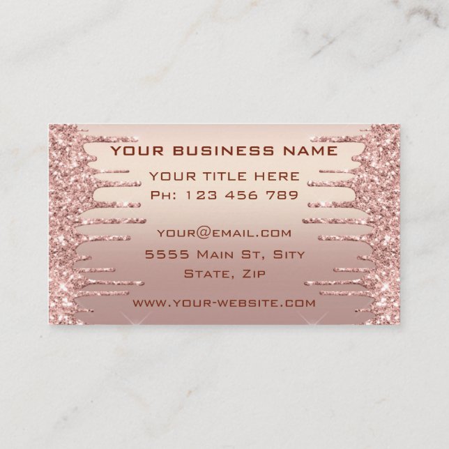 Rose Gold Glitzer Business Card mit QR Code Visitenkarte (Rückseite)