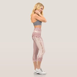 Rose Gold Glitzer Capri Leggings mit benutzerdefin