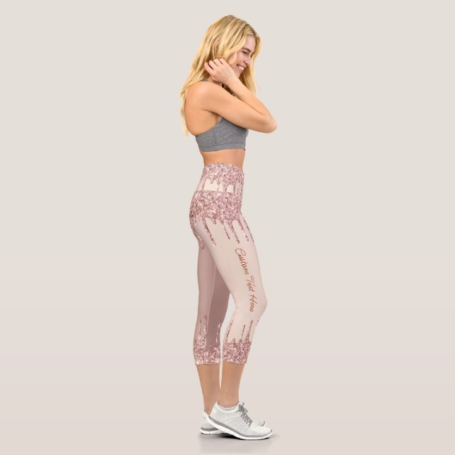 Rose Gold Glitzer Capri Leggings mit benutzerdefin (Rechts)