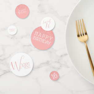 Rose Gold Glitzer Cascade 16 . Geburtstag Konfetti