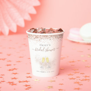 Rose Gold Glitzer Champagne Brautparty Pappbecher