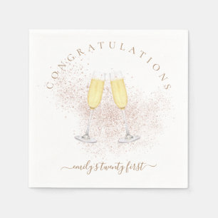 Rose Gold Glitzer Champagner 21. Geburtstag Serviette
