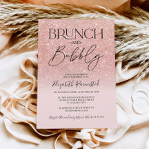 Rose Gold Glitzer Chic Brunch Bubbly Brautparty