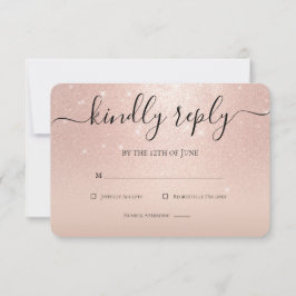 Rose Gold Glitzer Chic Rosa Blumenschlange RSVP Karte