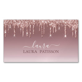 Rose Gold Glitzer Chic-Skript mit Monogramm Busine Magnetische Visitenkarte
