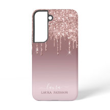 Rose Gold Glitzer Chic-Skript mit Monogramm