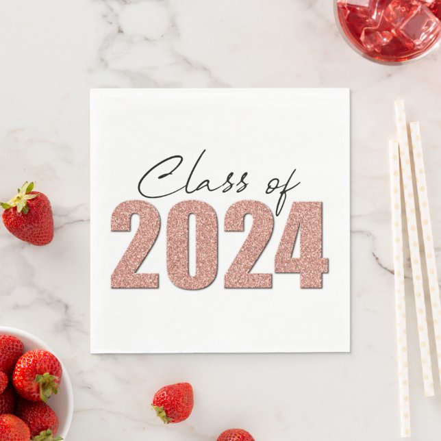 Rose Gold Glitzer Class 2024 Serviette (Beispiel)