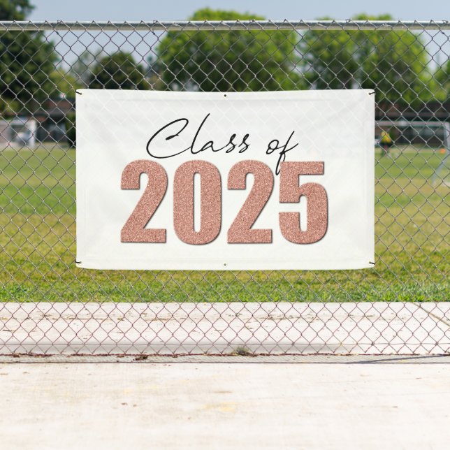 Rose Gold Glitzer Class 2025 Banner (Insitu)