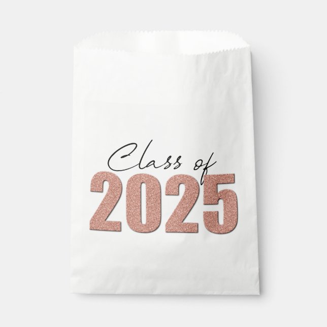 Rose Gold Glitzer Class 2025 Geschenktütchen (Vorderseite)