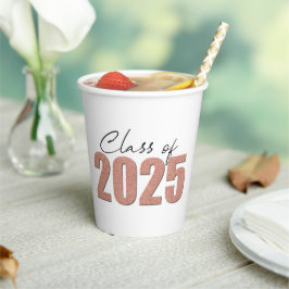Rose Gold Glitzer Class 2025 Pappbecher