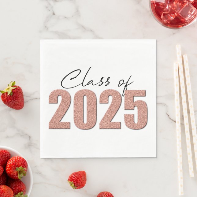 Rose Gold Glitzer Class 2025 Serviette (Beispiel)