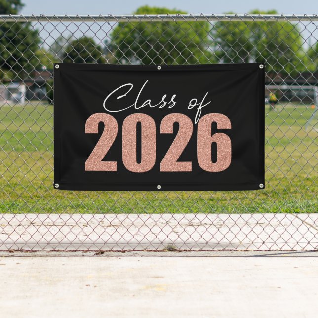 Rose Gold Glitzer Class 2026 Banner (Insitu)