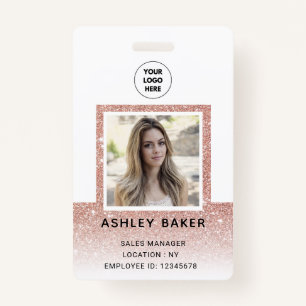 Rose Gold Glitzer Company Security ID Foto Name Ausweis