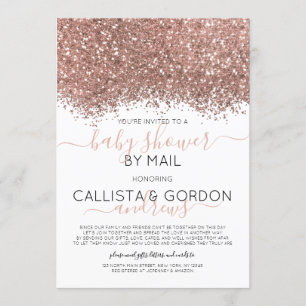 Rose Gold Glitzer Confetti Baby Dusche per Mail Einladung