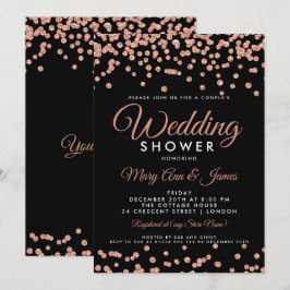 Rose Gold Glitzer Confetti Black Couple Dusche Einladung