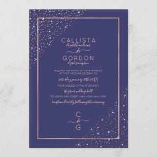 Rose Gold Glitzer Confetti Corners Wedding Einladung