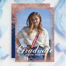 Rose Gold Glitzer Confetti Foto Abschluss Einladung