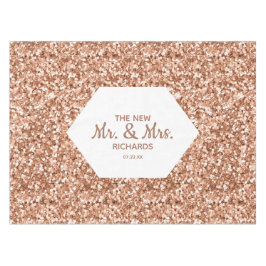 Rose Gold Glitzer Confetti Glam Wedding Monogram Tischdecke