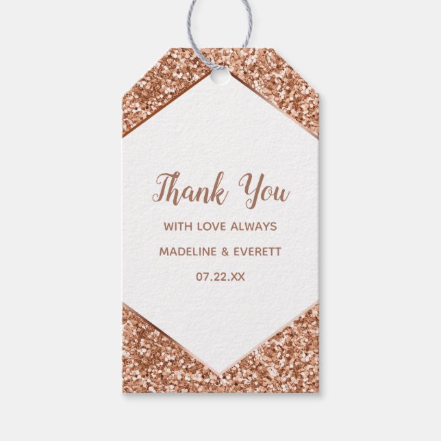 Rose Gold Glitzer Confetti Glamour Vielen Dank Geschenkanhänger (Vorderseite)