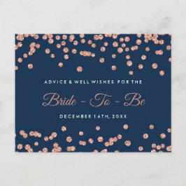 Rose Gold Glitzer Confetti Navy Blue Bridal Beratu Hinweiskarte