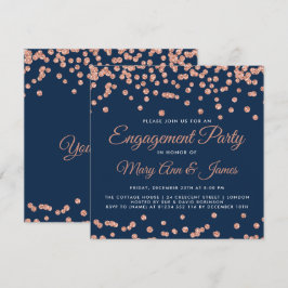 Rose Gold Glitzer Confetti Navy Einladung