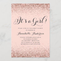 Rose Gold Glitzer Confetti Pink Girl Babydusche