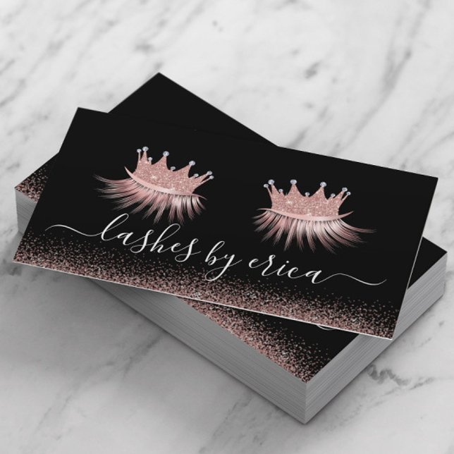 Rose Gold Glitzer Crown Eyelash Diva Lashes Salon Visitenkarte (Von Creator hochgeladen)