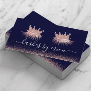 Rose Gold Glitzer Crown Eyelash Diva Navy Salon Visitenkarte