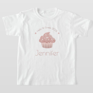 Rose Gold Glitzer Cupcake Hallo benutzerdefinierte T-Shirt