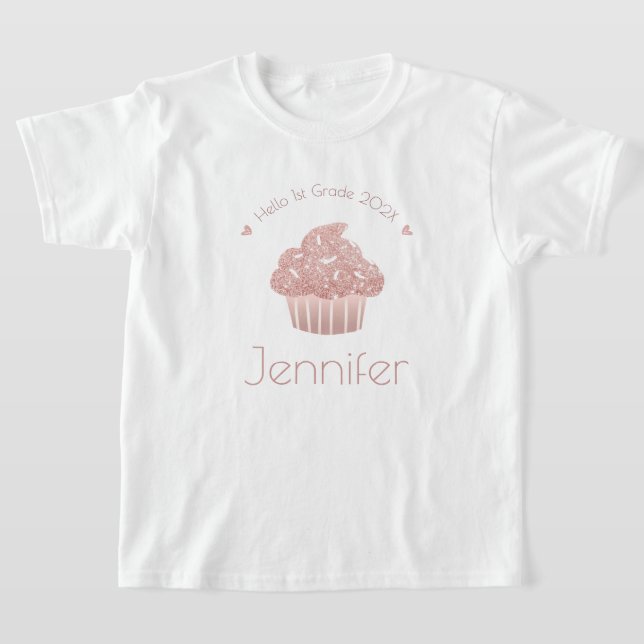 Rose Gold Glitzer Cupcake Hallo benutzerdefinierte T-Shirt (Ablage )