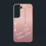 Rose Gold Glitzer Custom Text Samsung Galaxy Fall Samsung Galaxy Hülle<br><div class="desc">Samsung Galaxy Hüllen oder iPhone Fälle mit Custom Text Rose Gold Blush Glitzer Sparkle Tropfen Rosa Hochzeit oder Party Supplies / Gift - Fügen Sie Ihren einzigartigen Text / Name oder entfernen Text - Make Your Special Gift - Neu vergrössern und verschieben oder entfernen und hinzufügen / Elemente mit Anpassungs-Tool....</div>