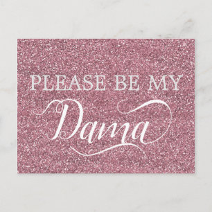 Rose Gold Glitzer Dama Quinceanera Dama Vorschlag Einladungspostkarte