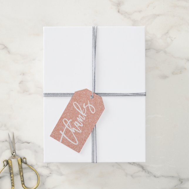 Rose Gold Glitzer Dank Geschenkmarke Dusche Gefall Geschenkanhänger (Mit Garn)