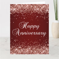 Rose Gold Glitzer Dark Red Ombre Happy Jahrestag