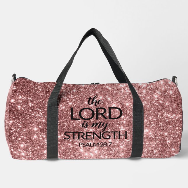 Rose Gold Glitzer Der LORD ist mein Fitnessbeutel Duffle Bag (Vorderseite)