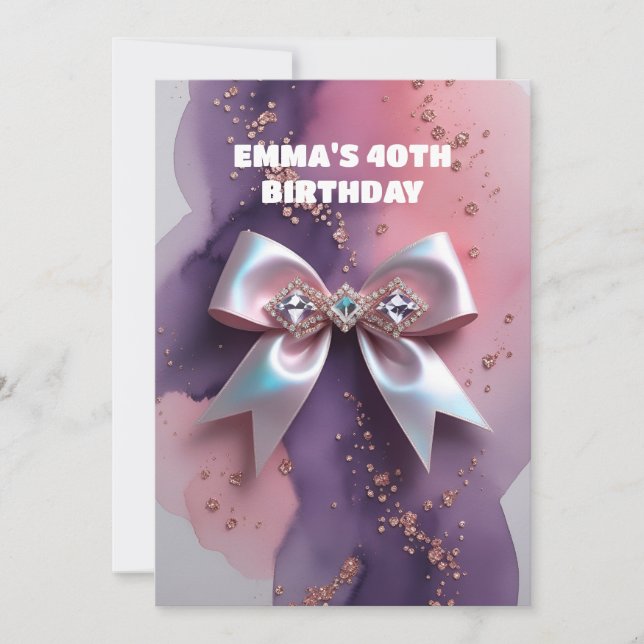 Rose Gold Glitzer Diamantbogen Geburtstag Einladung (Vorderseite)