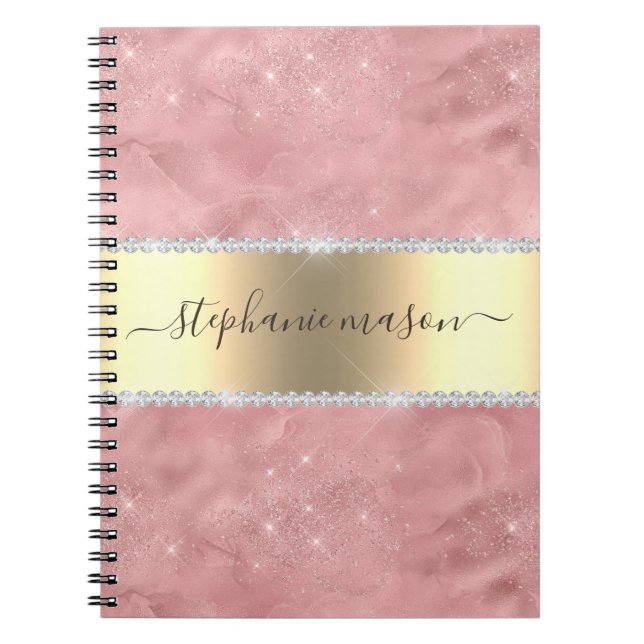 Rose Gold Glitzer Diamond Notizblock (Vorderseite)