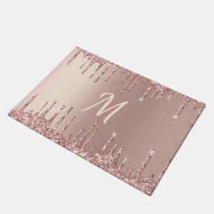 Rose Gold Glitzer Doormat mit Kundenbrief Fußmatte
