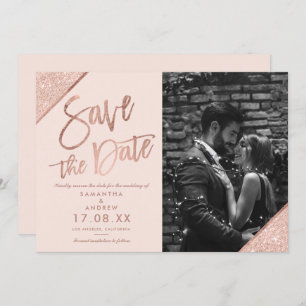 Rose Gold Glitzer Drehbuch rot Rosa Save the Date