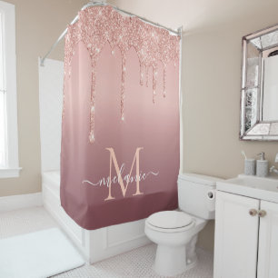 Rose Gold Glitzer Duschvorhang mit Individuelle Na