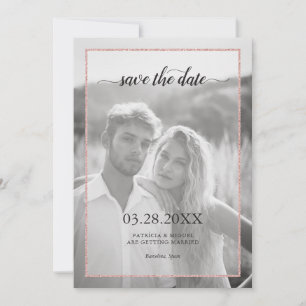 Rose Gold Glitzer Effekt Chic Script Foto Hochzeit Save The Date