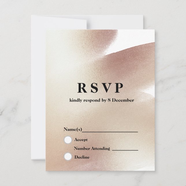 Rose Gold, Glitzer elegant 3,5" x 5" Response Card RSVP Karte (Vorderseite)