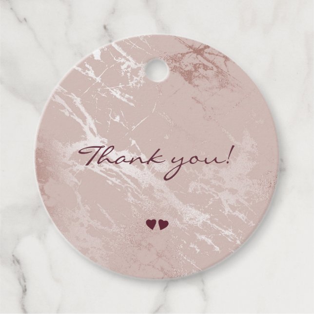 Rose gold Glitzer elegante Hochzeit danke Geschenkanhänger (Vorderseite)