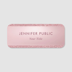 Rose Gold Glitzer Elegante Trendy Personalisiert Namensschild